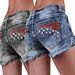 Women's Clothing Denim Embroidered Shorts Fashion Ins Elastic Patch Denim Embroidered Ripped Denim Shorts_ecoleips.com