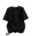 Beaded T-Shirt For Women Short Sleeved Unique Fit Trendy Design Summer Fashionable Top Heavy Duty_ecoleips.com