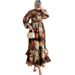 Women's Floral Print Knit Dress – Elegant Long Sleeve Midi Dress With Round Neck, Spring Essential For Casual & Office Wear_ecoleips.com