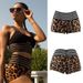 2024 European American Style Women's Sports Shorts With Leopard Print, Striped Patchwork, Elastic Waistband,_ecoleips.com