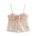 Aria Basics Aria Basics 2025 European And American Style Spring Women's Sequined Slim-fit Camisole Top 5039_ecoleips.com
