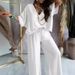 Women's V-Neck Batwing Sleeve Pant Set Casual Loose Fit With Wide Leg Pants Independent Station Spot_ecoleips.com