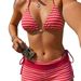Women's Two Piece Swimsuit European And American Style Cross Border Tie up Shorts Bikini Striped Print 2026_ecoleips.com
