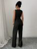 K New Women's Solid Color Sleeveless Bodycon Vest High-Waisted Pants Two-Piece Set_ecoleips.com