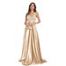 Elegant Satin Sequined Dress For Women Deep V Neck Banquet Ball Gown Evening Dress_ecoleips.com