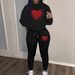 Women's Heart Print Hooded Sweatshirt And Sweatpants Set Casual Street Dance Fashion Autumn Winter Warm Top Bottoms Ensemble_ecoleips.com