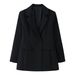 Women's Slim Double Breasted Suit Dress European American Style Casual Elegant Fashion Commuter Blazer Top with Long Sleeves_ecoleips.com