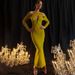 Fashion Women Long Sleeve Sheer Mesh Patchwork Deep V Neck Slimming Bodycon Elegant Long Maxi Dress_ecoleips.com