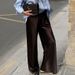 Elegant High-Waisted Straight Leg Pants - Soft Polyester Satin Fabric For Women, Office & Casual Wear (Brown, Beige)_ecoleips.com
