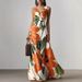 Women's Clothing Printed Slim Waist Oversized Skirt Dress_ecoleips.com