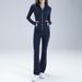 Sleek High-Performance Yoga Set – Nylon-Spandex Zip Jacket & Flared Leggings For Pilates & Studio Flow_ecoleips.com
