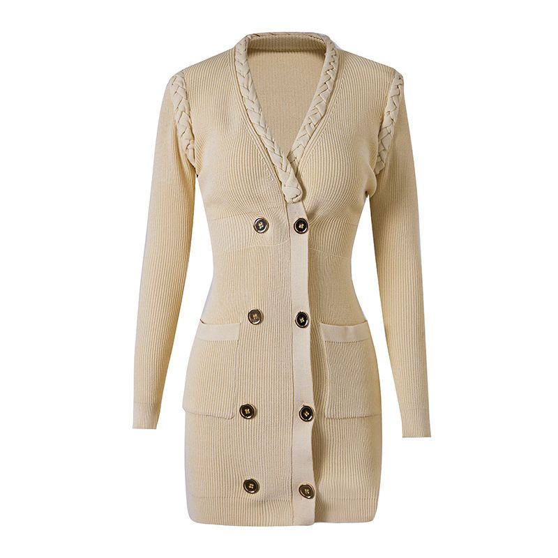Women's Clothing Hepburn style dress retro style twist heavy three dimensional decorative knitted skirt waist spring and autumn_ecoleips.com