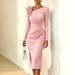 Elegant One-Shoulder Bodycon Dress With 3D Floral Appliques For Women, Night Out Cocktail Party Guest Dresses_ecoleips.com