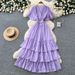 Elegant Red Polka Dot Dress for Women French Style V Neck Slimming A-Line Cake Skirt Summer Dopamine Effect_ecoleips.com