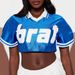 Retro High Street Ins European And American Slim-fit V-neck Polo Collar Letter Print Design Striped Short Top_ecoleips.com