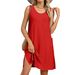 Women's Clothing Spring And Summer New Solid Color Round Neck Loose Sleeveless Pocket Dress In Stock_ecoleips.com