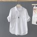 Short-sleeved Shirt Women's Summer 2025 New Super Fairy Korean Version Solid Color Age-reducing Shirt Slim Temperament Top_ecoleips.com