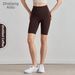 Women's Clothing High-Waisted Mini Shorts Yoga Sports Fitness Running Peach Hip Pockets No Awkward Lines Polyester_ecoleips.com