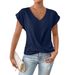 Women's Clothing Solid Color V Neck T Shirt Elegant Short Sleeved Top Spring And Summer_ecoleips.com