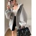 Hongshan Heavyweight Women, High-End European Style Cardigan, Loose Fit Slimming Couple Hooded Sweatshirt Jacket For_ecoleips.com