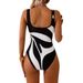 American Multi-Color Women's One Piece Swimsuit Fashionable And Unique Style New Arrival_ecoleips.com