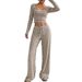popular Women's Clothing Sexy Short Crop Top Striped Wide-leg Pants Casual Two-piece Fashion Set For Women_ecoleips.com