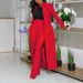 Women's European American Solid Color Lapel Long Suit Two Piece Set Regular Thickness Summer Season_ecoleips.com