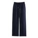 Suitable For All Seasons 2025 Summer New Women's Loose Casual Versatile High-Waisted Drawstring Linen Straight Pants_ecoleips.com