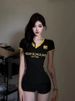 Women's Clothing Women's Slim Fit Striped T-Shirt Style Short Sleeved Trendy Top For Summer Sexy Versatile Instagram Style_ecoleips.com