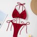 Women's Fashion Bikini Swimsuit American Style Solid Color Tie Up Sexy Hot Girl_ecoleips.com