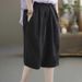 Suitable For All Seasons Women's Versatile Wide-Leg 100kg Youthful Fashionable Linen Ethnic Style Elastic Waist Mid-Length Pants_ecoleips.com