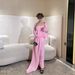 Elegant Off-Shoulder Party Dress Set – Sexy High-Slit Midi Dress With Detachable Cape (S-XXL, Wrinkle-Free) – Evening Gown For Women_ecoleips.com