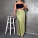 Elegant Satin Maxi Skirt – Flowy A-Line Long Skirt With Smooth Polyester Fabric, Light Blue/Slate Blue/Navy, XS/S/M/L/XL_ecoleips.com