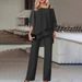 Women's Casual Off-Shoulder Irregular Two Piece Set Batwing Sleeve Top And Pants Elegant Spring/Summer/Autumn_ecoleips.com