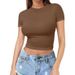 Jiangyi Cross-Border Cropped Short-Sleeve T-Shirt For Women 2026 European And American Popular Women's Plus Size_ecoleips.com