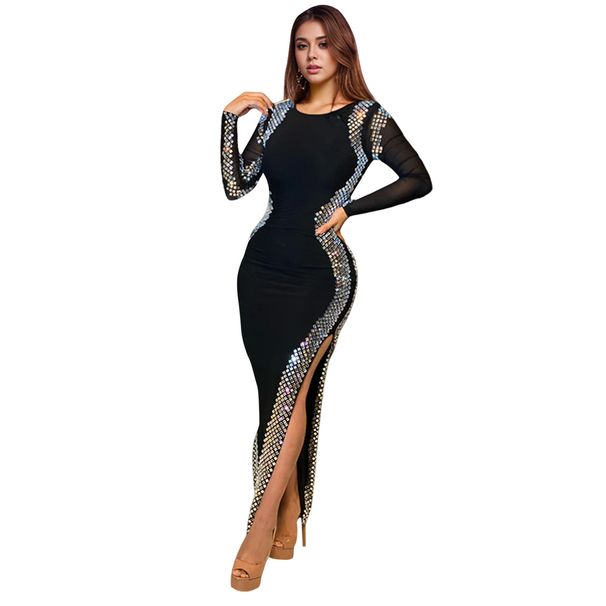 Voya Voya C7090 Cross-border AliExpr Independent Site European And American Fashion Women's Long Sleeve Backl Slit_ecoleips.com