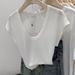 Women's Fashionable Short-Sleeved U-Neck Sweater Factory Direct Sales Relaxed Fit Inner Wear Stylish T-Shirt_ecoleips.com
