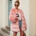 Luxury Faux Fox Fur Coat Women’s Long Trench Jacket – Elegant Winter Outerwear With Pockets (Black/Pink/Light Grey, S-XXXL)_ecoleips.com