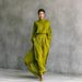 Women's Cotton Linen Pant Set High Neck Long Sleeve Top With Pleated Pocket Long Skirt Versatile Autumn Winter Casual Fashion_ecoleips.com