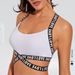 Letter Shoulder Strap Yoga Bra Fitness Running Gathered Sports Underwear_ecoleips.com