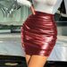 PU Short Skirt For Women, European And American Plus Size Pleated Leather Sexy Tight-fitting Bodycon Skirt, Ins Style_ecoleips.com