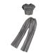 Fashion Set For Women: Sexy Crop Top With Letter Print T-Shirt And High-Waisted Slimming Cargo Wide-Leg Pants_ecoleips.com