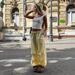Cross-Border Yellow Wide-Leg Women, European And American Style, Autumn Low Waist Drawstring Pants, Gathered Pure_ecoleips.com