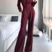 Women's long skirt jumpsuit slanted placket mid-waist temperament commuting jumpsuit_ecoleips.com