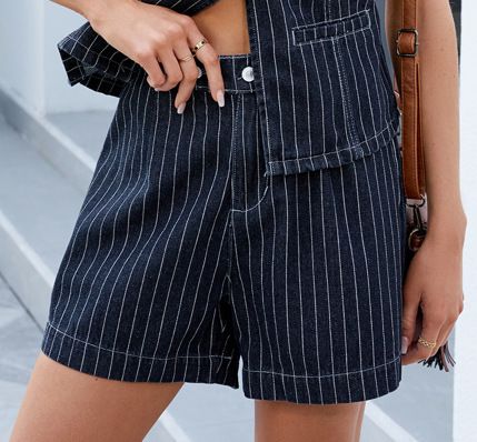 Women's Clothing Summer Washed New Sleeveless Casual Denim Shorts Suit_ecoleips.com