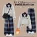 Women's Clothing Women's Color Block Fleece Lined Collared Top And Wide Leg Pants Set Versatile Stylish Design Relaxed Fit_ecoleips.com