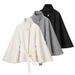 Women's Fashionable Elegant Woolen Jacket Coat With Metal Buckle Belt Cape Autumn Winter_ecoleips.com