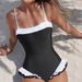 Elegant Ruffle One-Piece Swimsuit - Slimming Solid Color Monokini For Women, Beach & Pool Vacation_ecoleips.com