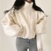 Designed Short Stand Collar Warm Shearling Coat Women, New Loose Fit Elegant Zipper Cardigan For Autumn And Winter_ecoleips.com