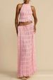 Sexy Women's New Sleeveless Halter Top And Skirt Two-Piece Set_ecoleips.com